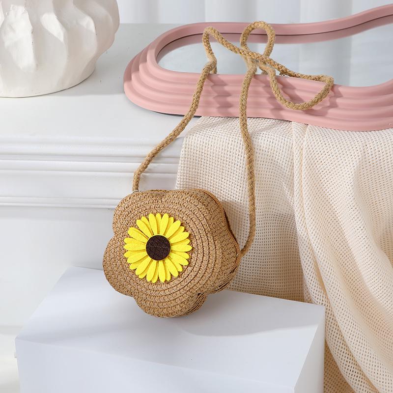 Süße florale Sommer-Strohhut-gewebte Crossbody-Mini-Tasche 2025