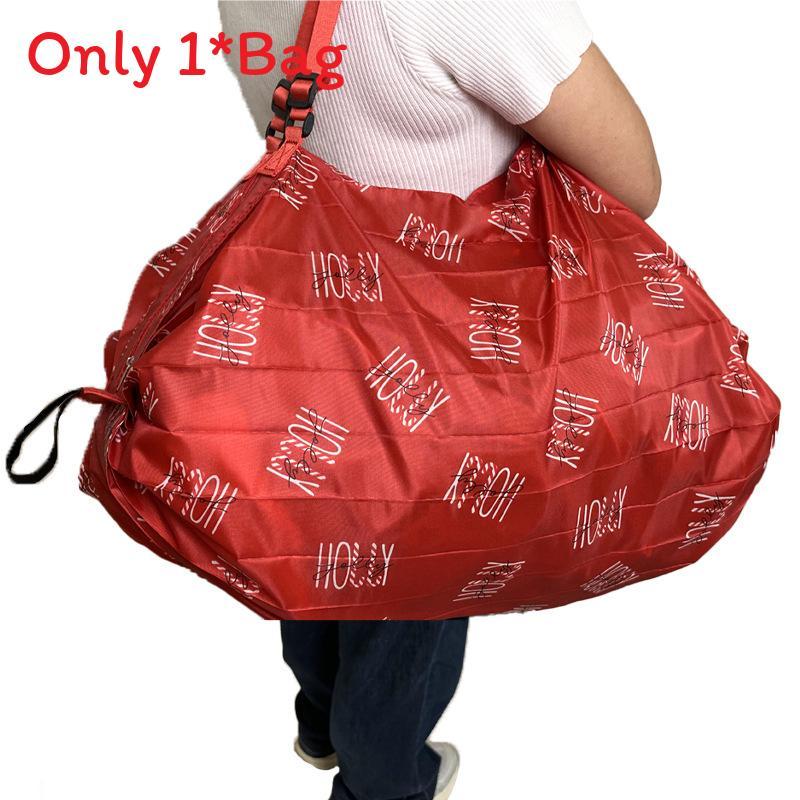 Nylon Foldable Shopping Bag With Large Capacity Waterproof Tote For Grocery Use