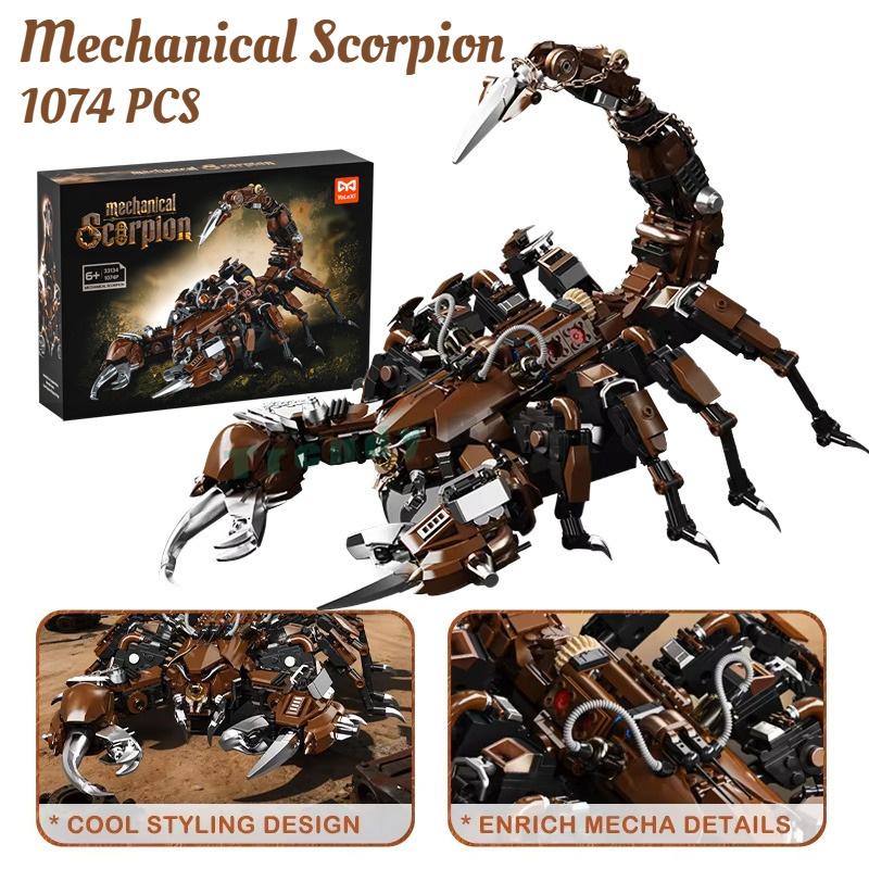 1074 Teile Cyberpunk Mechanischer Skorpion Bausteine, Technischer Mecha Tier Schreibtisch Dekor Steine Set Erwachsener Kinder Spielzeug Geburtstagsgeschenk