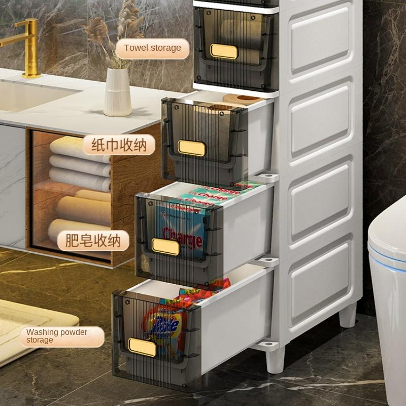 Lumină vizibilă transparentă Dulapuri de baie cusute de lux Mobilier de casă Dulap îngust de baie Dulapuri de depozitare montate pe podea