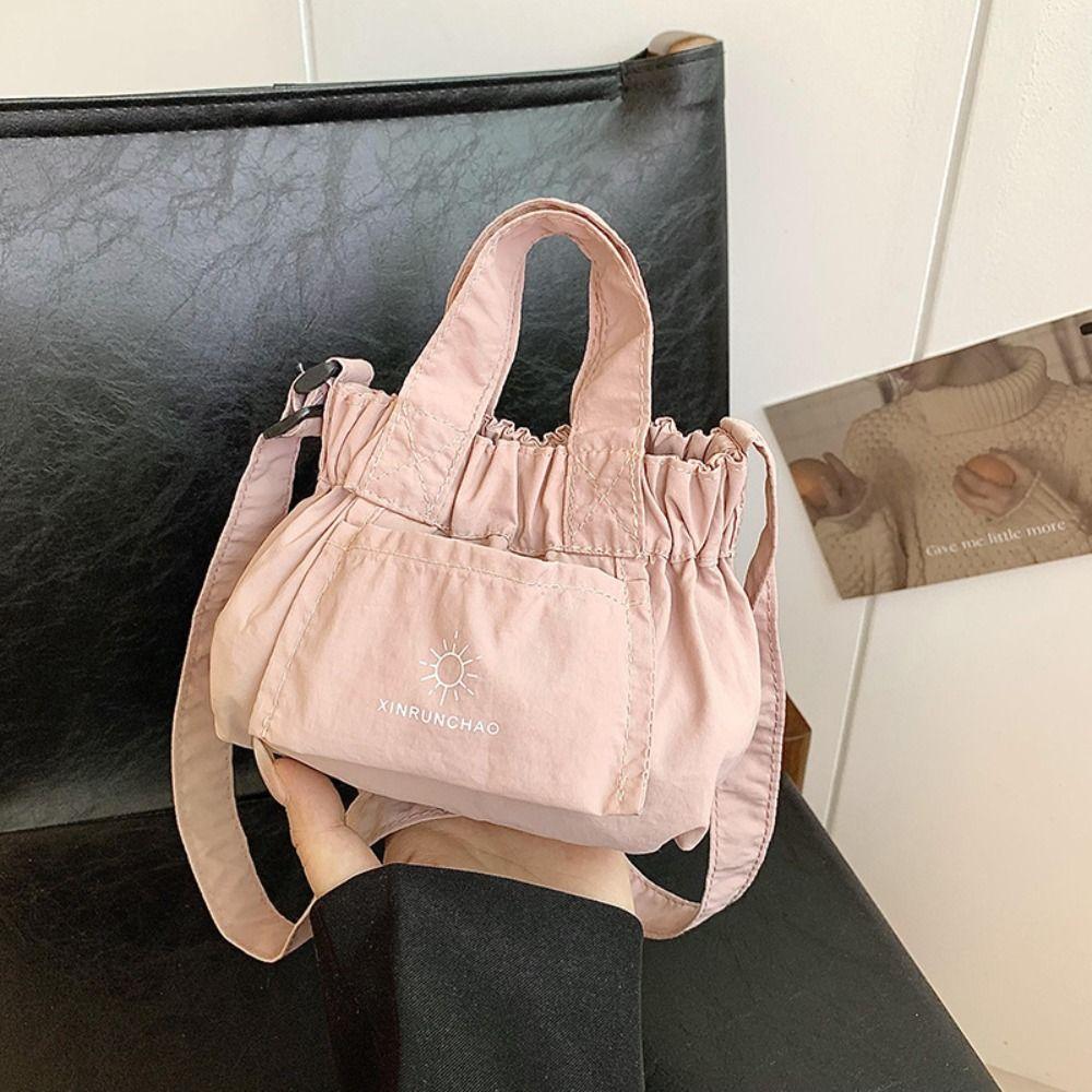 

Small Canvas Messenger Bag Korean Style Dumpling Bag Cute Nylon Shoulder Bag Girls рожевий