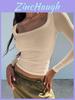 T Shirt For Women Sweater Knit Long Sleeve With Ribbed Design For Streetwear Fashion