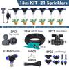 21-6m 1/4" Garden Misting Cooling System 0.6mm Nozzle Fine Atomizer Sprayer Slip Lock Outdoor Irrigation Watering Humidification
