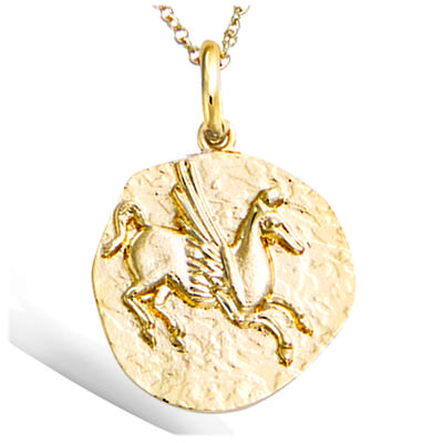[R1694] - Gold Plated 'Ancient Greece' Pendant - 18 Mm (Pegasus)