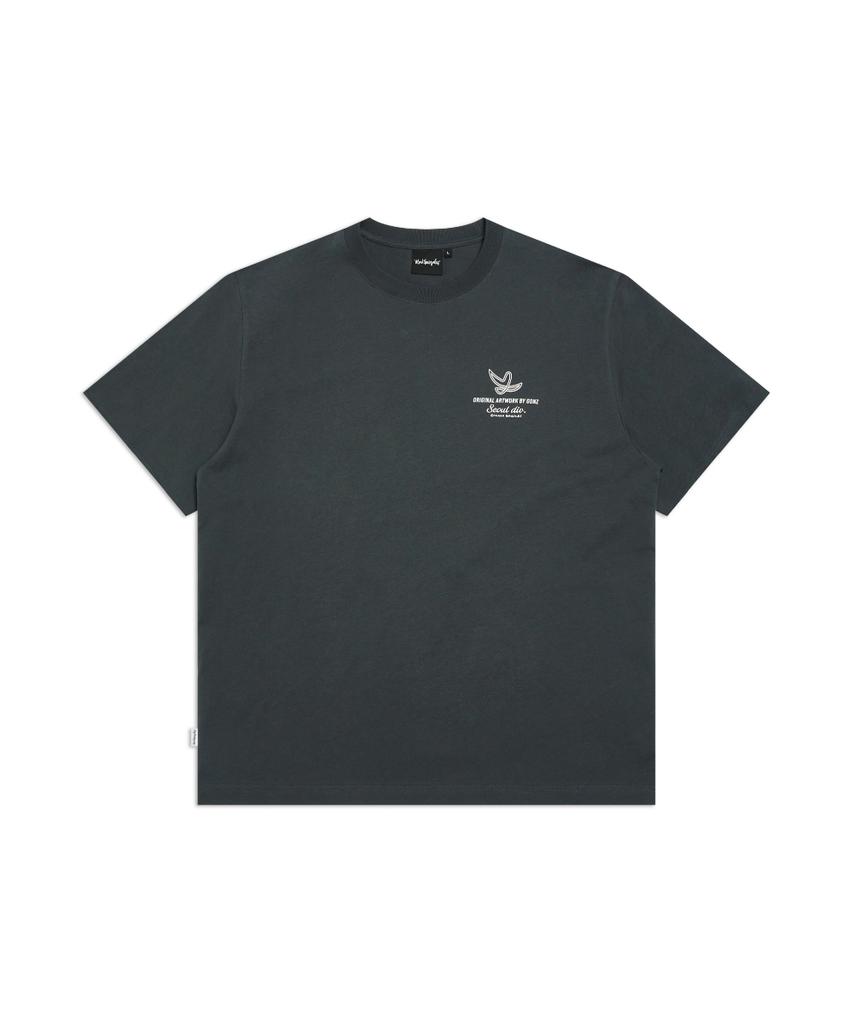 MARK GONZALES New Angel Logo Typography Short Sleeve T-Shirt - Charcoal