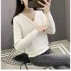 Half-turtle Collar Velvet Sweater for Women Stylish Striped Fake Two-piece Winter Velvet Thickened Versatile Bottoming Shirt
