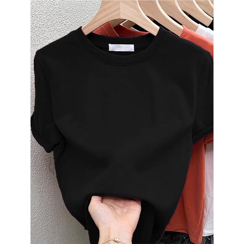 2026 Fashionable Women's Coffee Cotton Brushed Short-Sleeve T-Shirt - Versatile & Age-Reducing for Spring, Summer, Autumn