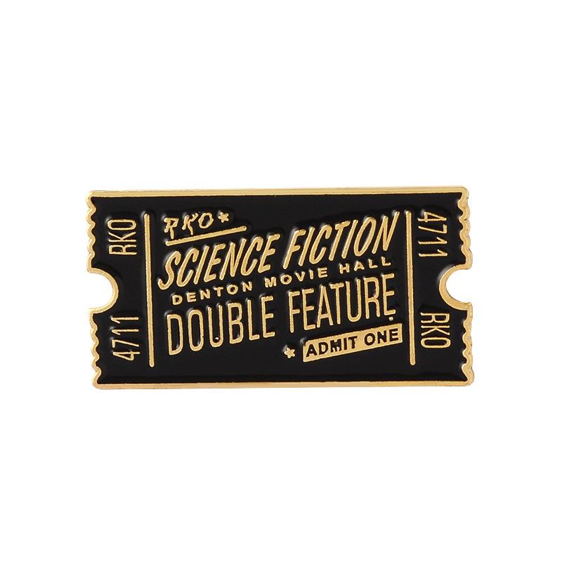 Retro Sci-Fi Movie Ticket Enamel Pin – Trendy and Versatile Badge Accessory