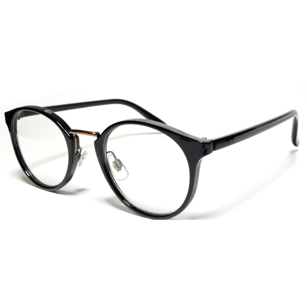 x Clear Fashion Glasses Clear Colored UV Popular [Berkuto] Black/Gold (Non-prescription) Stylish, Round, Lenses, Lenses, Small/Large Sizes,