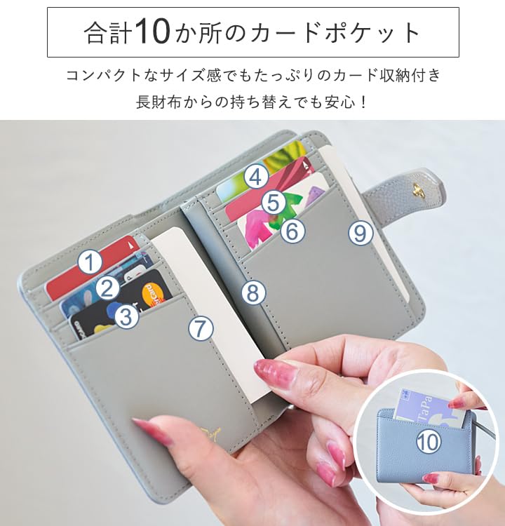 Lizdays Women's Small Bifold Wallet, Genuine Leather, Large Capacity (Gray BeigePink Beige)