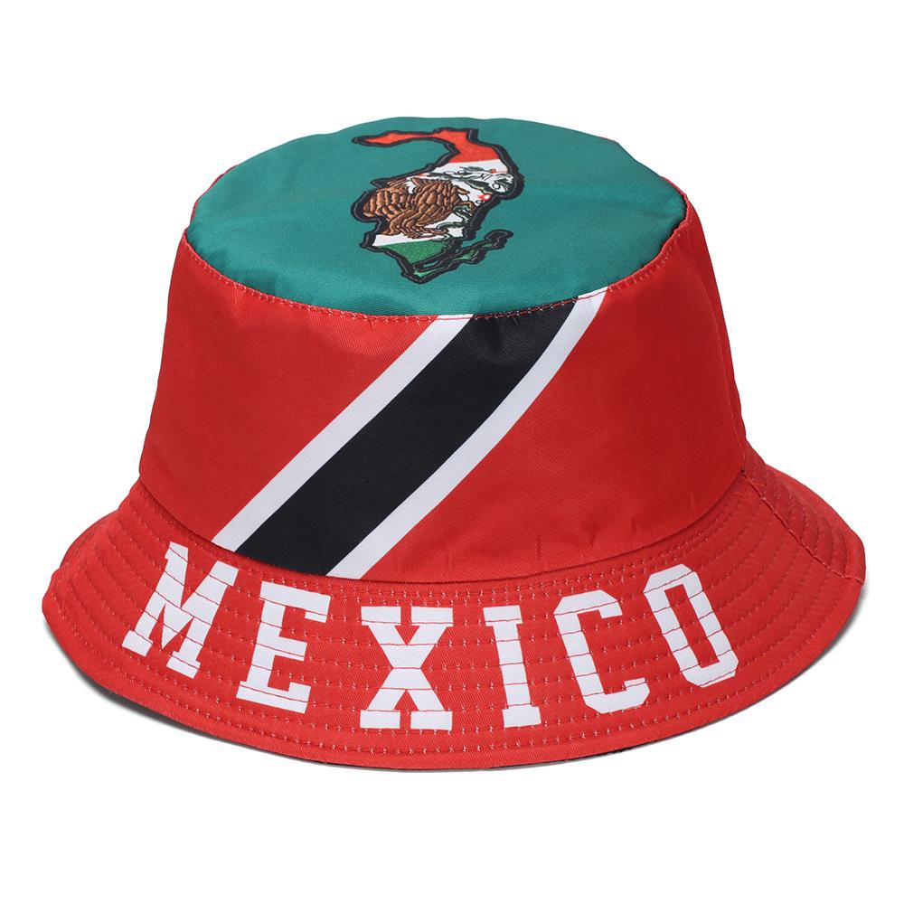 New Mexican Flag Beach Cap - Fashionable Outdoor Sun Hat for Both Men and Women with Printed Letters - Fan Hat with Basin Shape