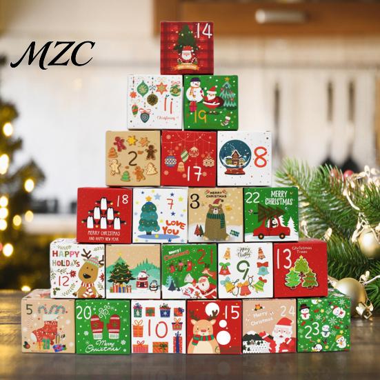 Square Cardboard Treat Boxes 24 Pcs DIY Christmas Advent Calendar Boxes, Days Countdown Gift Box, Blind Box Empty Number to Fill for Adults,