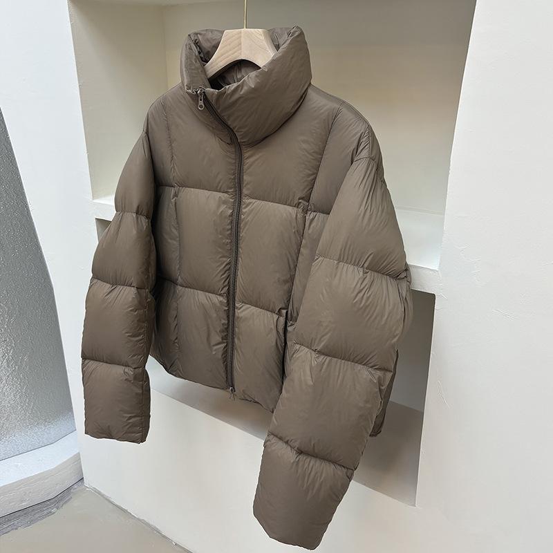 

High fluffy white duck down jacket women s short 2025 winter warm puffs thickened bread jacket large size M
