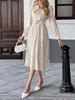 Herbst 2025 Retro Polka-Dot Midi-Kleid mit Schleifenkragen und langen Ärmeln