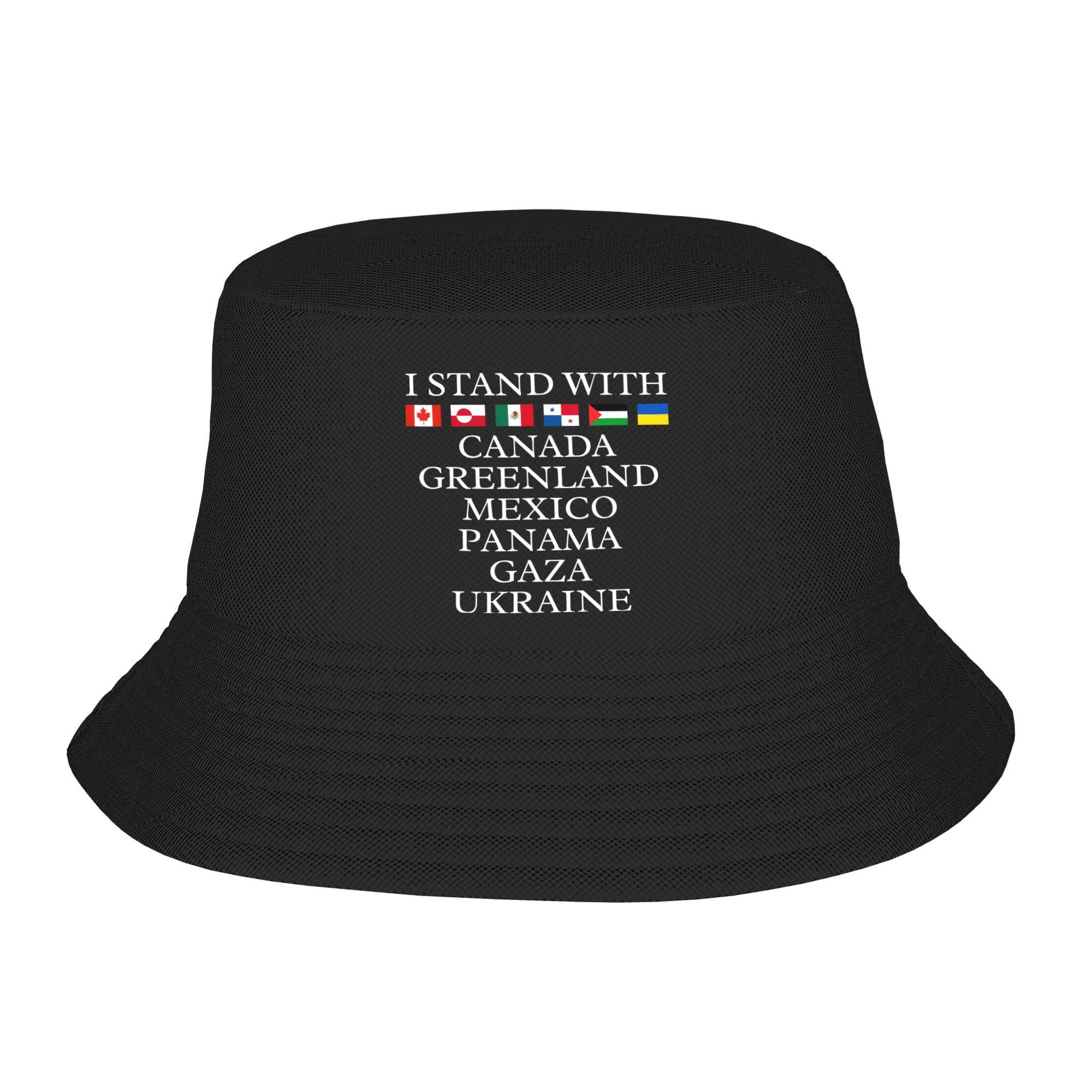 Grönland ist nicht für Eimerhüte für Männer Frauen Fischerhüte Klassische Reise Wanderkappen Faltbar Hawaii Design Sonnenhüte One Size black
