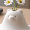 Modern White Vase 3D Printed Cute Polar Bear Figurine, Adorable Desk Small Flower for Table Ornament Living Room Bedroom, Mini Arrangement Home