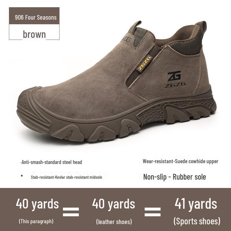 

Men s Plus Size Steel Toe Work Shoes for Welders - Anti-Smash, Anti-Puncture, Wear-Resistant Cow Suede Safety Footwear