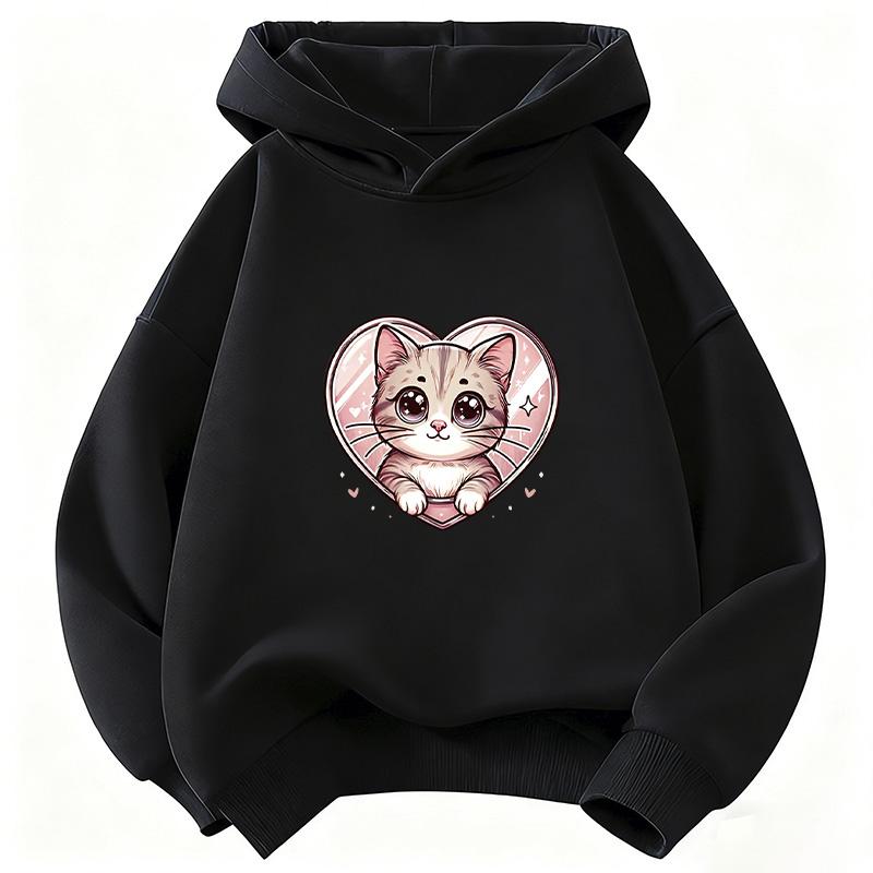 kawaii Hooded Cat Cute Hoodie Cat Children's Sweatshirt Cute Harajuku Hoody for Boys Girls Autumn Winter Casual