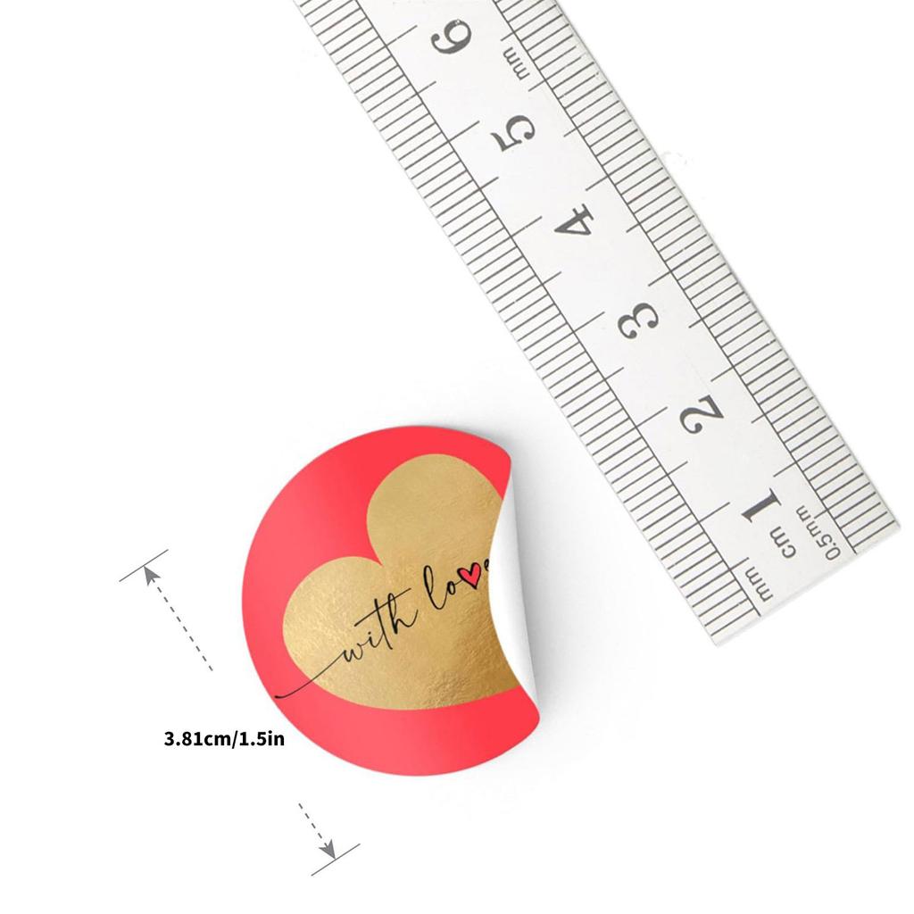 500Pcs Valentines Day Sticker 38mm Love Heart Sticker Self-Adhesive Wrapping Labels for Envelopes Case Valentines Card