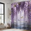 Red Bird at Sunset Lake Wetland Waterproof Shower Curtain for Tropical Bathroom Decor