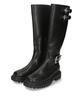 Oriental Traffic 41504 Black Long Boots for Below the Engineer Belt Square Toe Women, Knee, Boots, Design, Zipper,