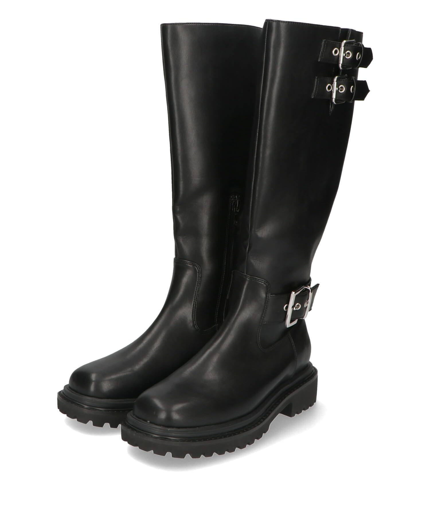 

Oriental Traffic 41504 Черные длинные сапоги ниже ремня инженера квадратный носок женские, до колена, сапоги, дизайн, молния, чёрный