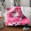 Pink Leopard With Rose And Gift Personalized Blanket Personalized Name Soft Warm Cozy Suitable For Sofa Couch Office Bed Picnics Four Seasons