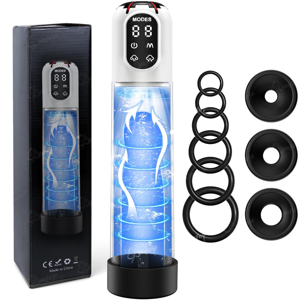 Electric Penis Pump Adult Sex Toys for Men Water Pump Penis Erectile Extender 4 Training 3 Suction Modes 6 Penis Ring 3 Sleeves