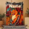 Custom Name Personalized Charizard VS Blastoise Print Blanket, Home Decor, Bedroom, Sofa, Camping, Couch, Gifts for Birthday Christmas