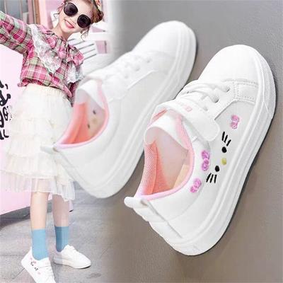 2025 Children's Little White Shoes Girls' Student Flat Bottom Casual Sports Shoes Low Top Spring Korean Plate Shoes