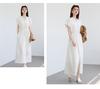 Summer 'Oxygen Girl' vertical striped dress with small V-neck strap, waist cinched, bubble sleeves, commuting date, slimming effect