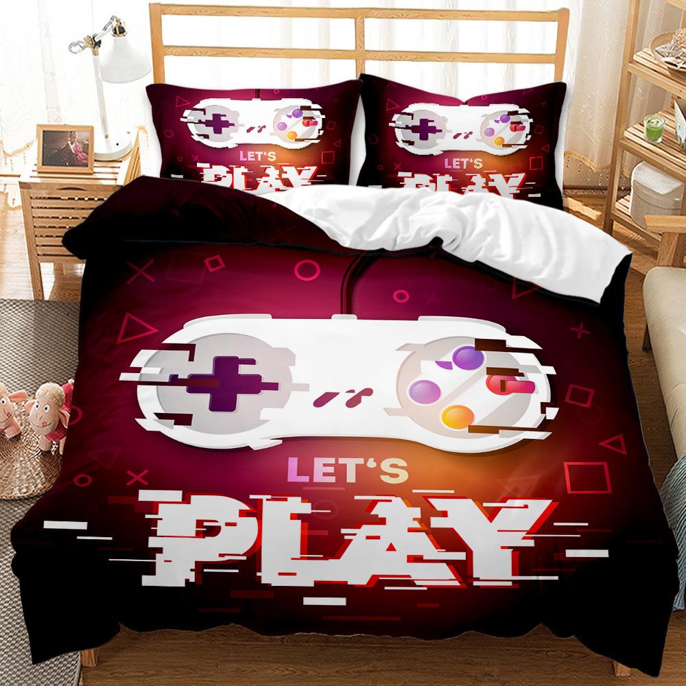 Retro Game Console Elements Digital Printing Three-Piece Set Design Sense Bed Sheet Quilt Cover