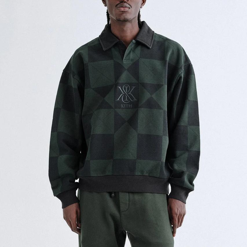 Kith Geo Quilted Nelson Rugby Stadium Men Tops Green KHM033258-302