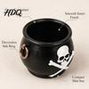 Vintage Metallhenkel Topf Hexenkessel Pflanzgefäß, Halloween Totenkopf Blumentopf, Gotischer Harz Mini Topfpflanzen Halter Schwarze Süßigkeitenschale für Kräuter,