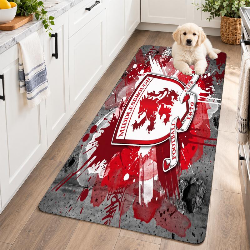 Flannel Kitchen Mat Middlesbrough FC Soft Area Rug Non Slip Floor Carpet Home Decoration