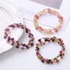 3 Layers Natural Tourmaline Beaded Bracelet Multicolor Crystal Gold Plated Women'S Stackable Bracelet