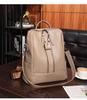 Schoolbag Soft Leather Women's Backpack Double Zipper Solid Color Vintage School Bag Casual Versatile Shoulder Bag Travel Backpack Portable