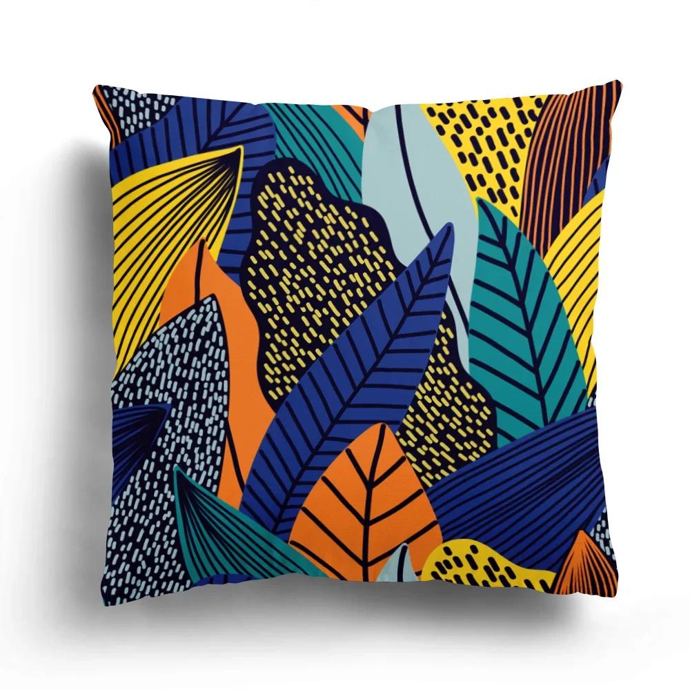 Home Decor Colorful Floral And Leaf Patterned Pillow Covers Pattern Cushion Cover Suitable For Sofa Bedroom Car Pillow Cover