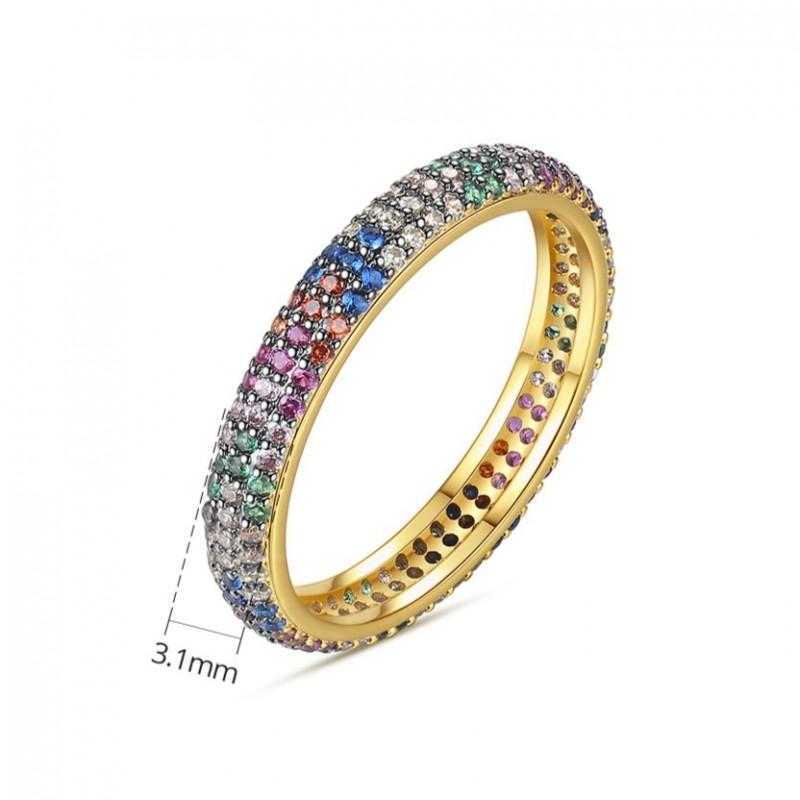 Surgical Steel Gold Plated Ring with Colorful Zircons R17 Us8 Ladies
