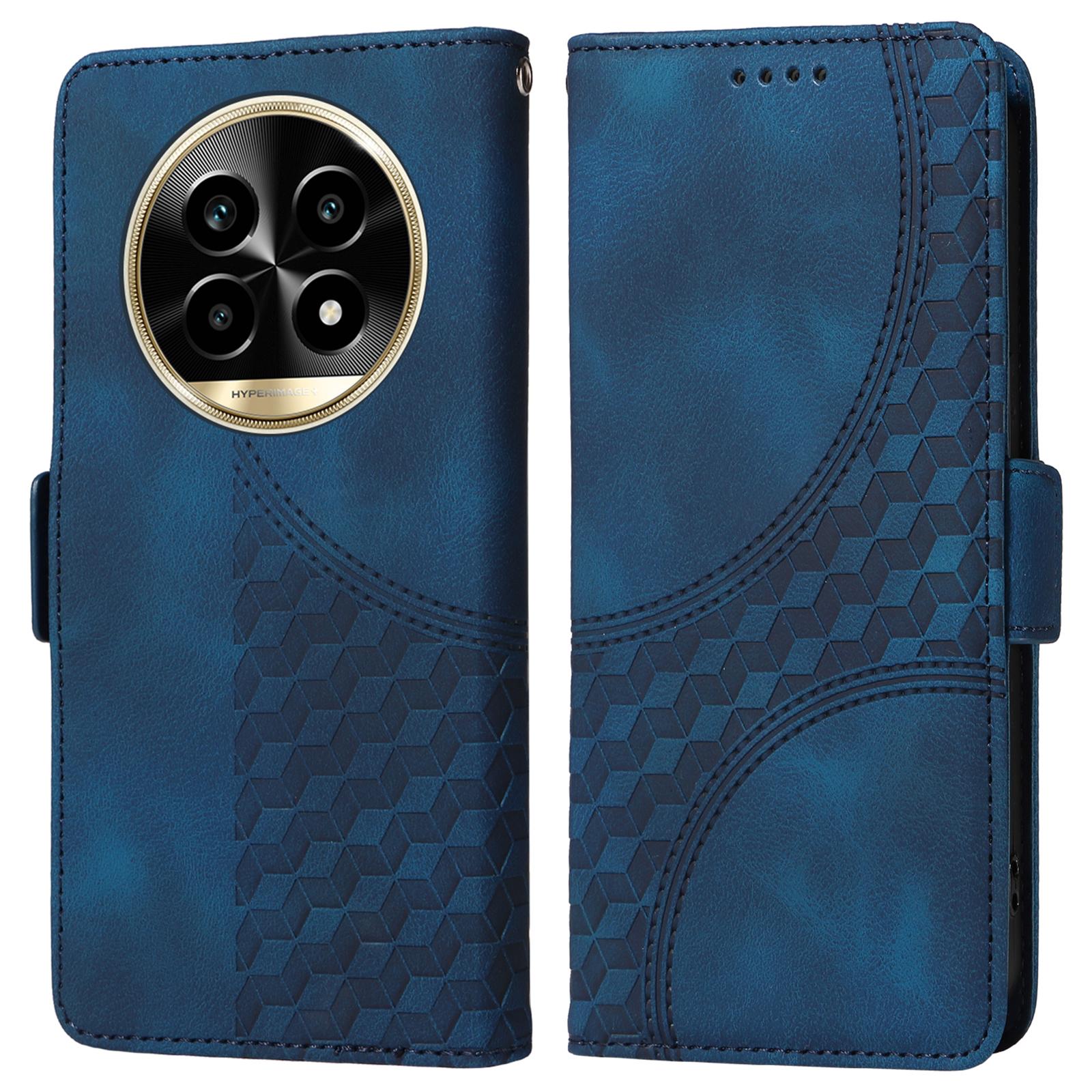 

For Realme 13 Pro 5G (Global)/13 Pro+ 5G (Global)/P1 Pro 5G/12 Pro+ 5G/12 Pro 5G Case PU Leather Phone Cover Rhombus Starry Imprinted Blue
