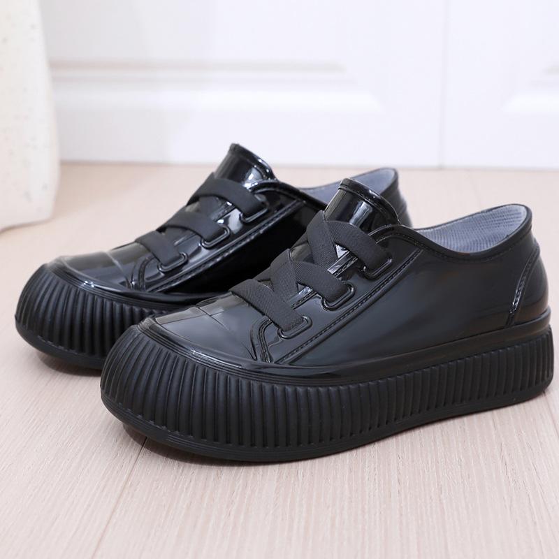 

Women s Waterproof Non-Slip Low-Cut Platform Rain Boots - Casual Outdoor Fashion with Thick Rubber Soles 37 чорний