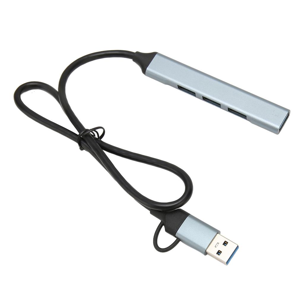 Type C Hub 4 Ports Aluminium Alloy Plug and Play 19.7in Long Cable USB 3.0 Docking Station for