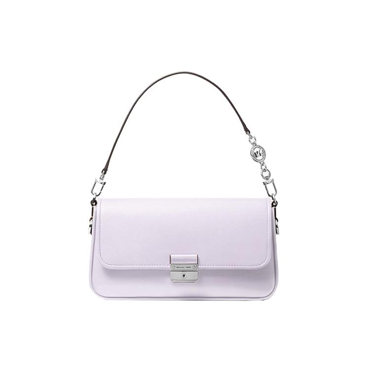 

New MICHAEL KORS Bradshaw Polyester With Leather Baguette Shoulder Bag Women s Lavender Purple 30S1S2BL1L-518 27.4*7.1*15.0CM