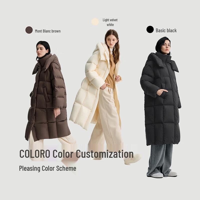 BINJORA Women's Detachable Hood Long Puffer Down Jacket J5400DO90