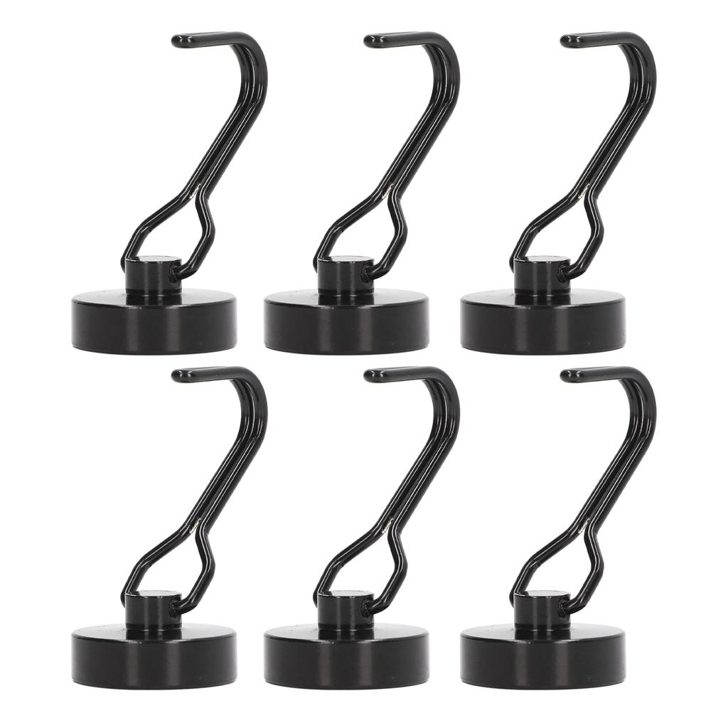 6Pcs Swing Magnetic Hook Set No Drilling Need Decorative Beautiful Looking 180 Degrees Rotating Hooks 0‑15kg Black