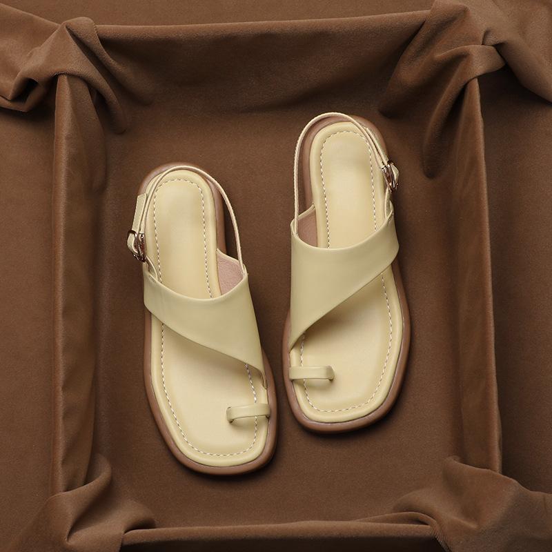 Fashion Casual Cover Toe Sandals Women's 2024 Summer New Versatile Rear Strap Low Heel Women's Shoes