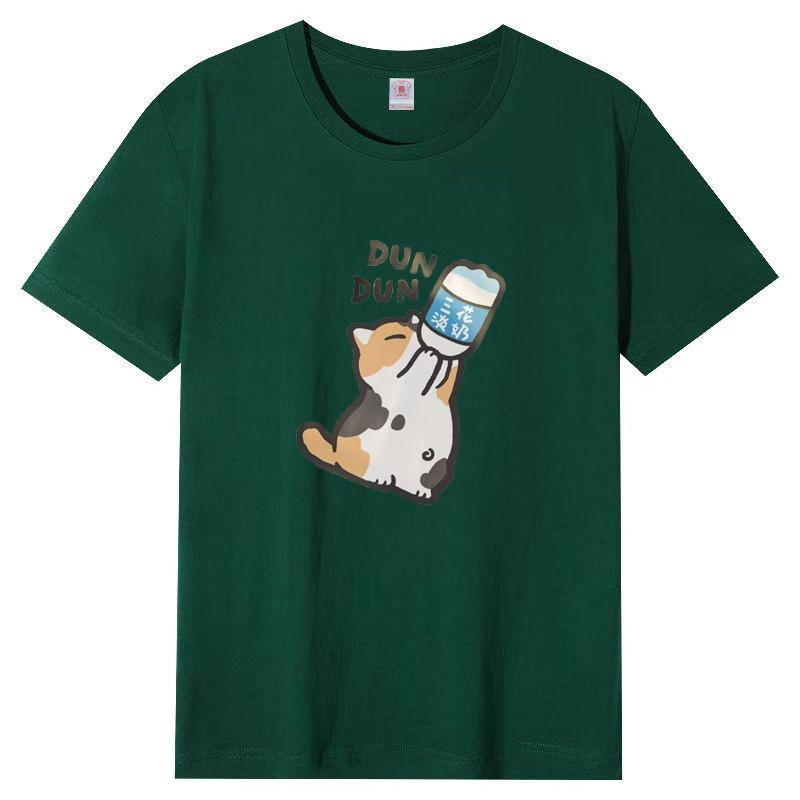 T-shirt a maniche corte da donna in cotone con stampa cartoon, top popolari a mezza manica, T-shirt estiva