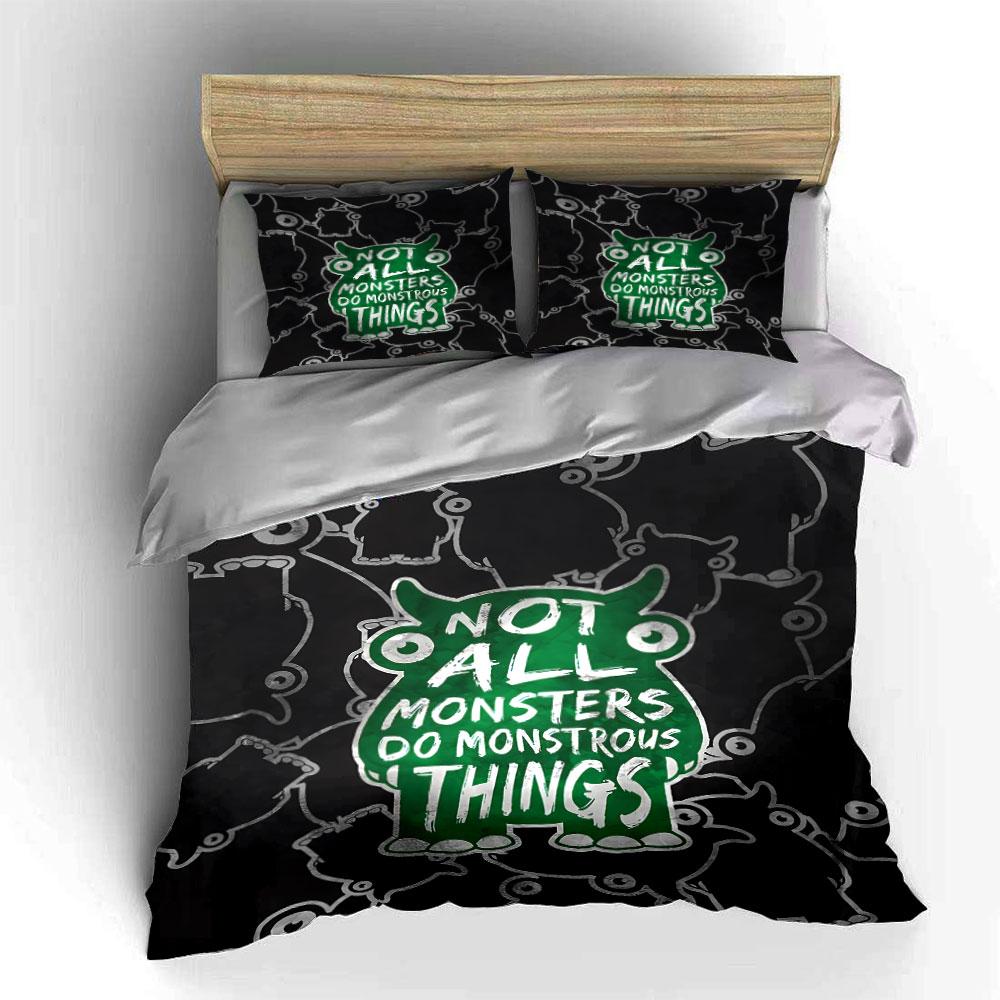 "Not All Monsters Bedding Set" Bedding Duvet Cover Set Duvet Cover Pillowcases (1 * Duvet Cover 2 * Pillowcases, without duvet insert)