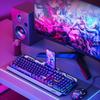 104-Key USB Wired Mechanical Keyboard 19 Keys Anti-Ghosting Gaming Keyboard with Backlit and Phone Holder