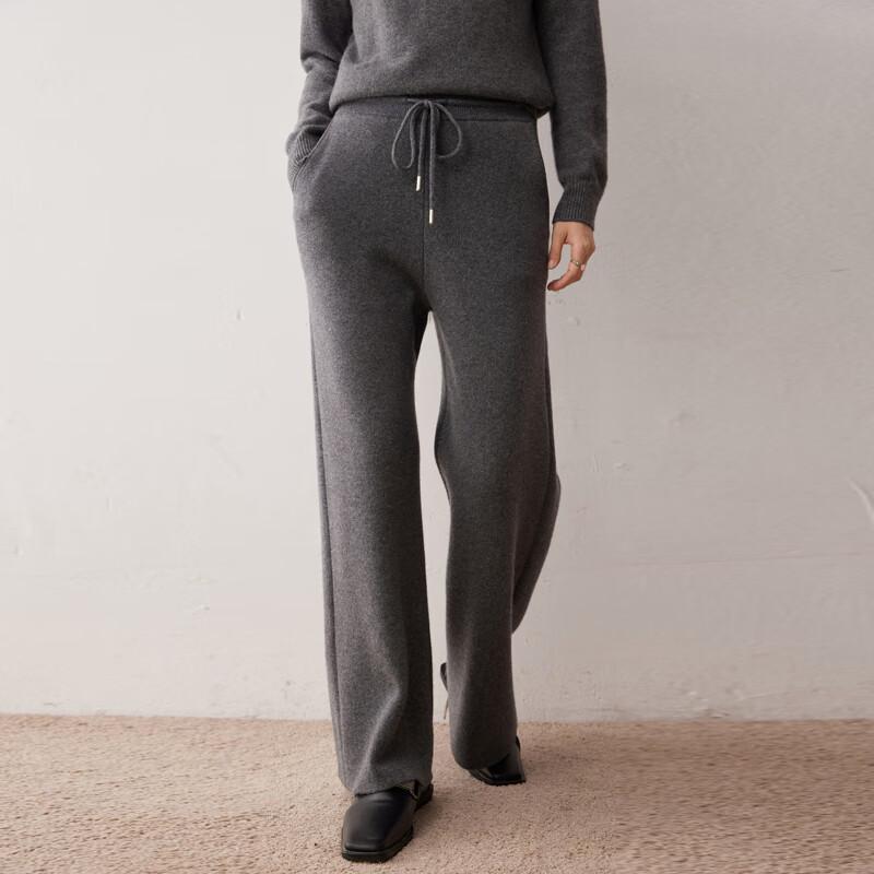 Women's High-Waist Loose Wool-Cashmere Blend Wide-Leg Pants